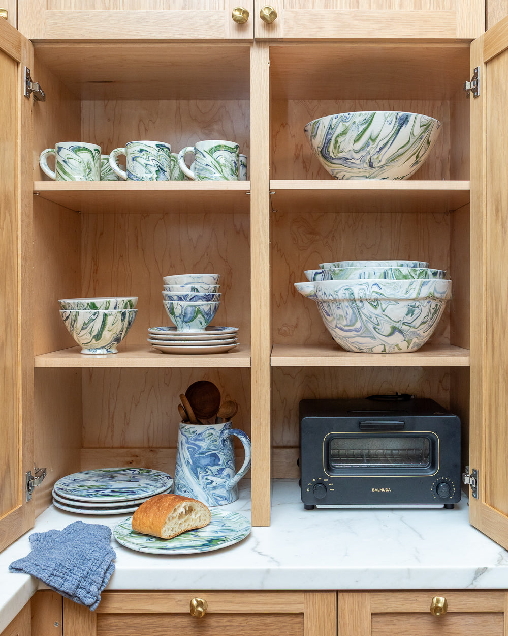 Marbled Ocean Mixing Bowls - Set of 3