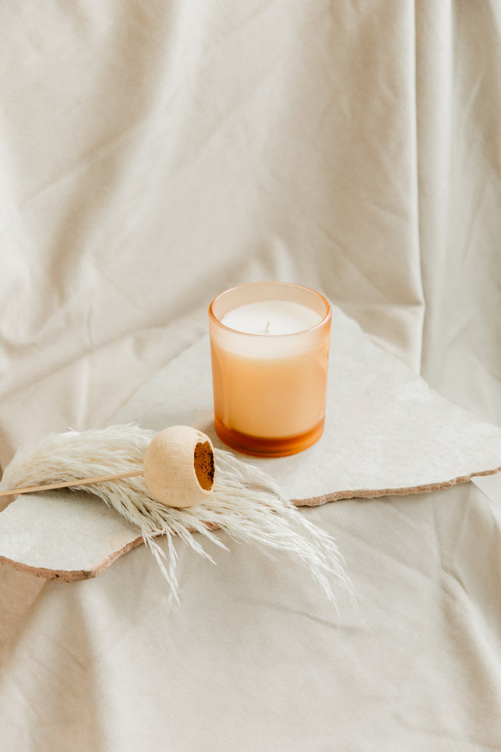 Tuscan Leather Heavy Rock Glass Candle