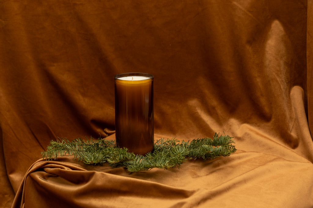 Fir Balsam Reclaimed Green Bottle Candle