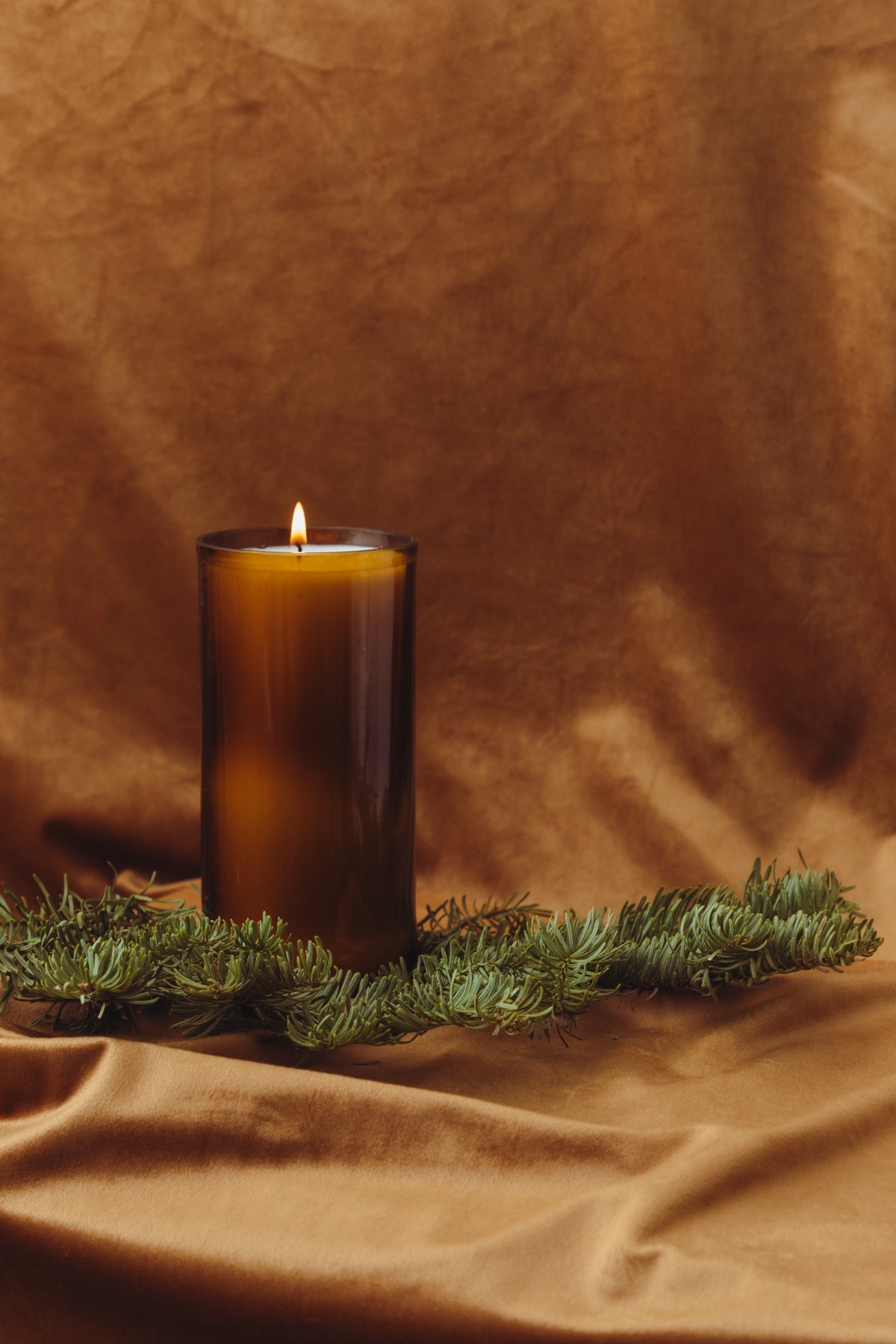 Fir Balsam Reclaimed Amber Bottle Candle