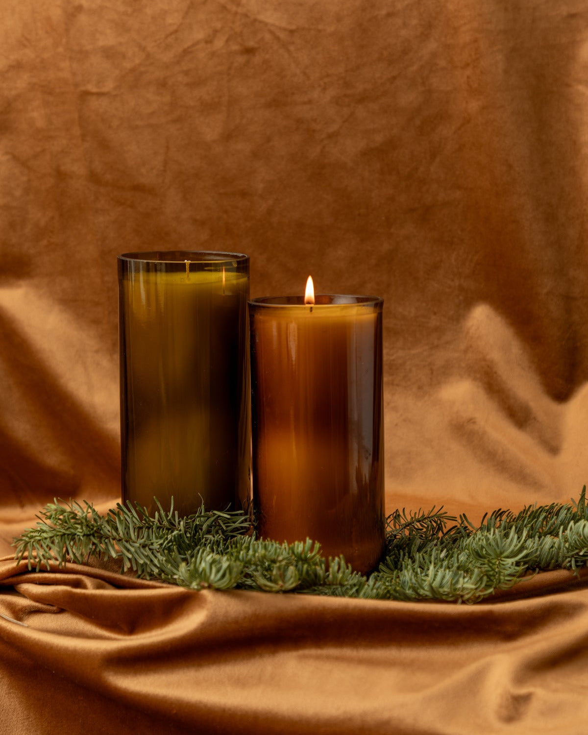 Fir Balsam Reclaimed Green Bottle Candle