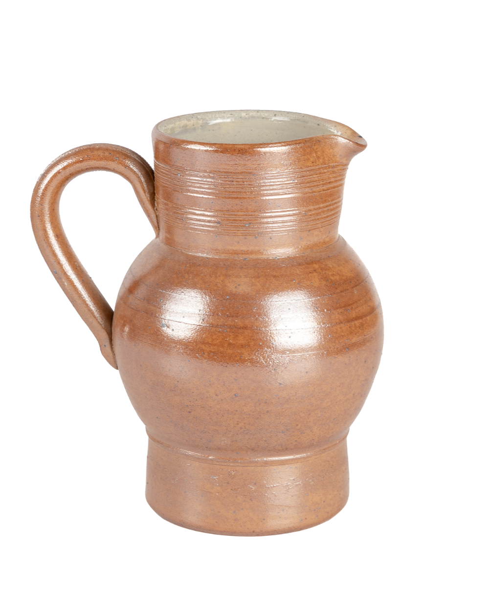 Brown ceramic pitcher on a white background