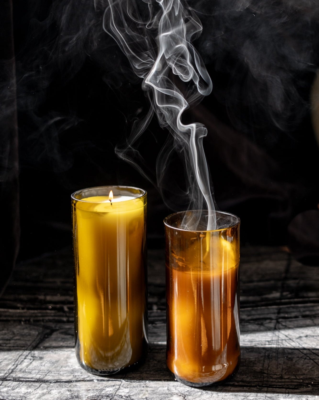 Midnight Fig Reclaimed Amber Bottle Candle