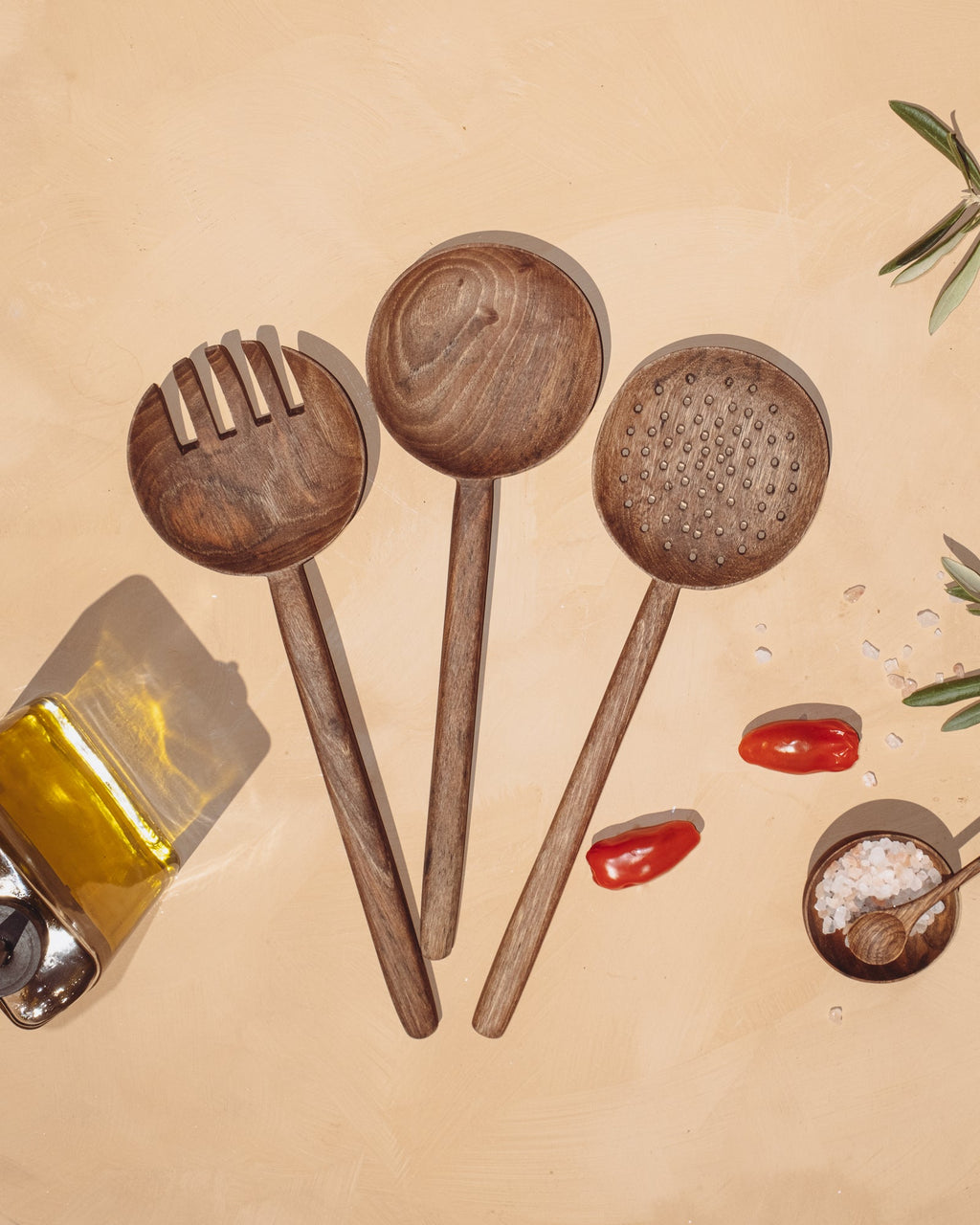 Walnut Long Handle Spoon - Set of 3