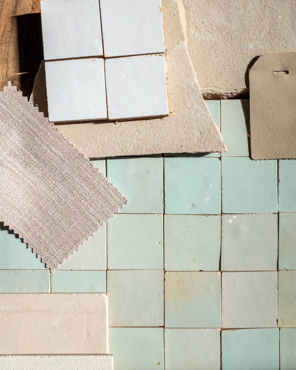 Zellige Water Green Plaque Grid