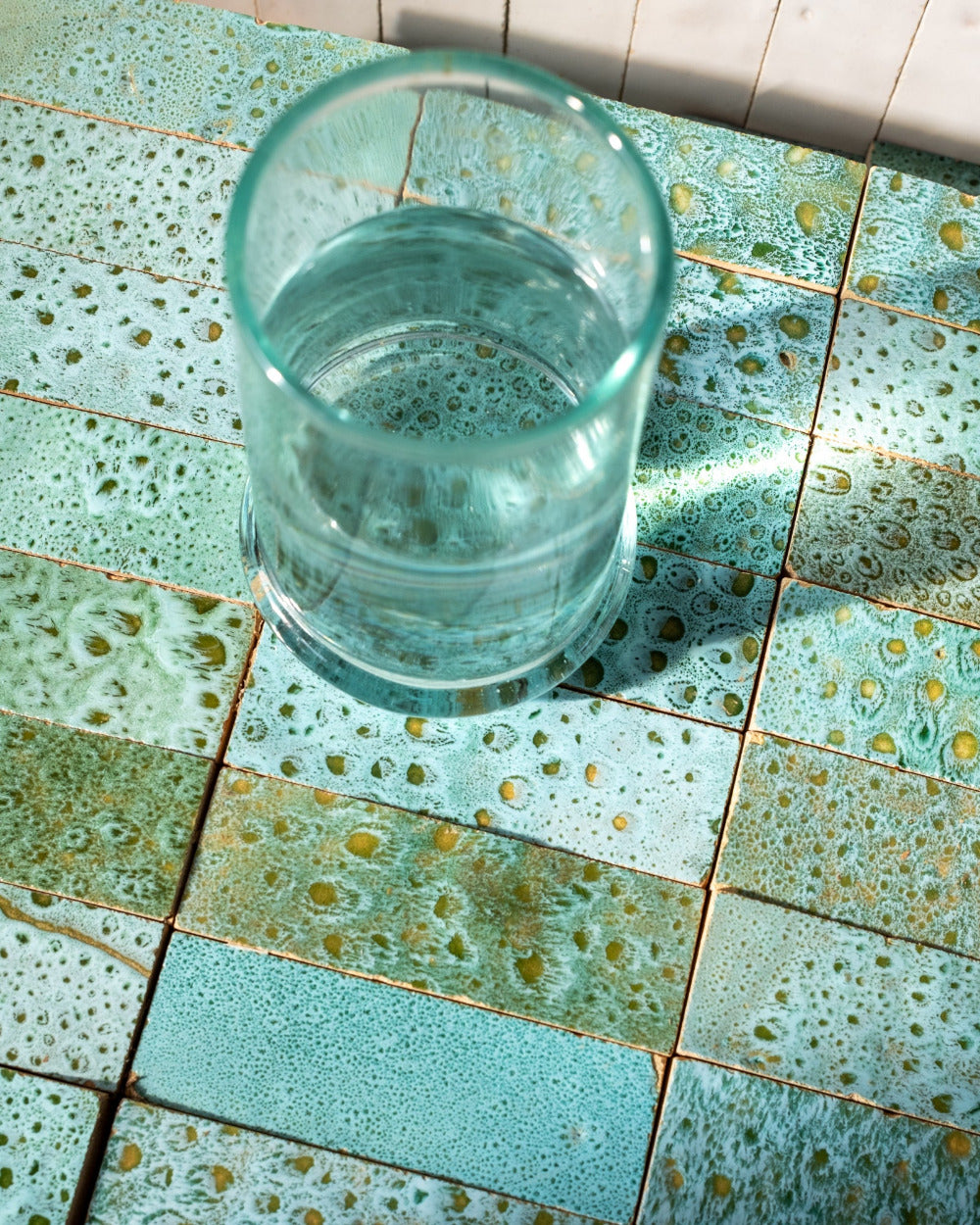 Zellige Reactive Aquamarine Plaque Stacked Vertical