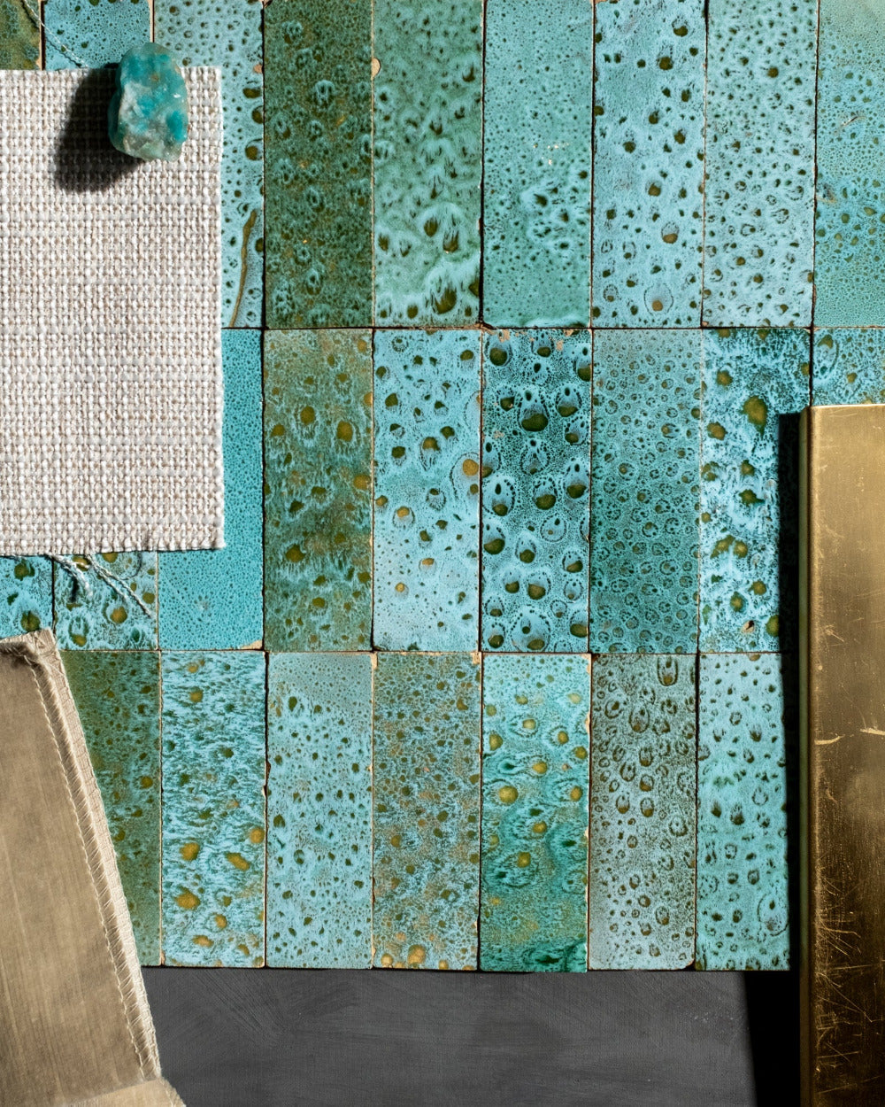 Zellige Reactive Aquamarine Plaque Stacked Vertical