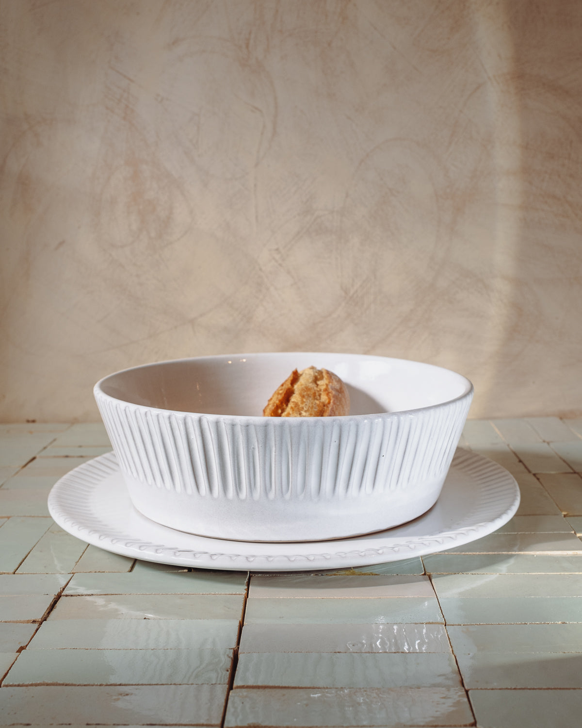 Milk White Lines Serving Tray