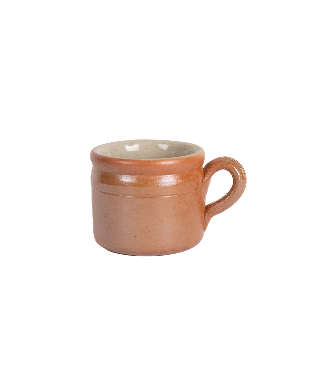 Ceramic mug with a handle on a white background