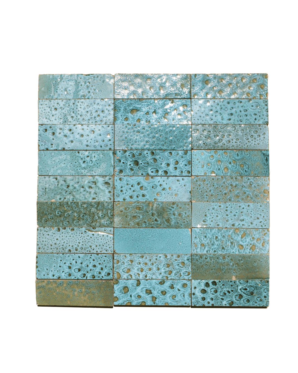 Zellige Reactive Aquamarine Plaque Stacked Vertical