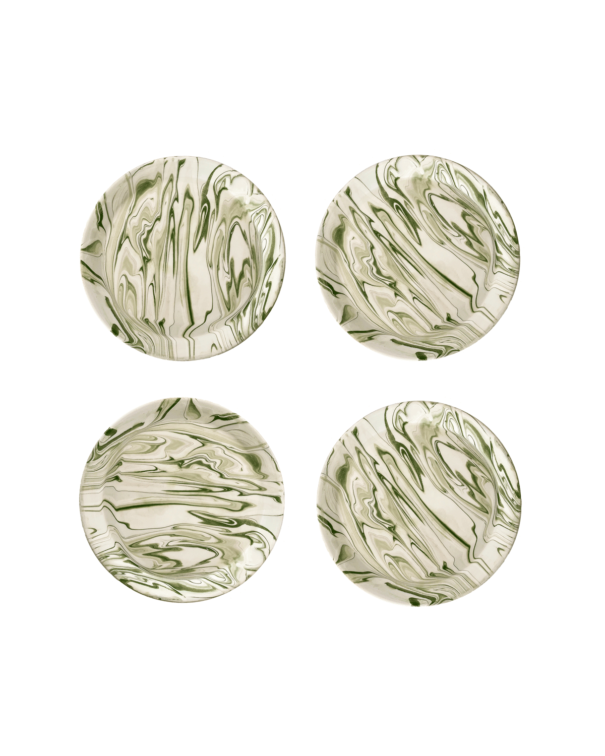 Marbled Olive Salad Plate - Set of 4